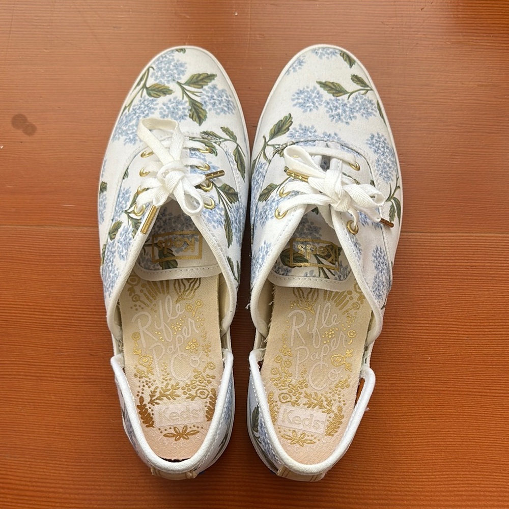 Keds Women's Floral Canvas Sneakers - White and Blue